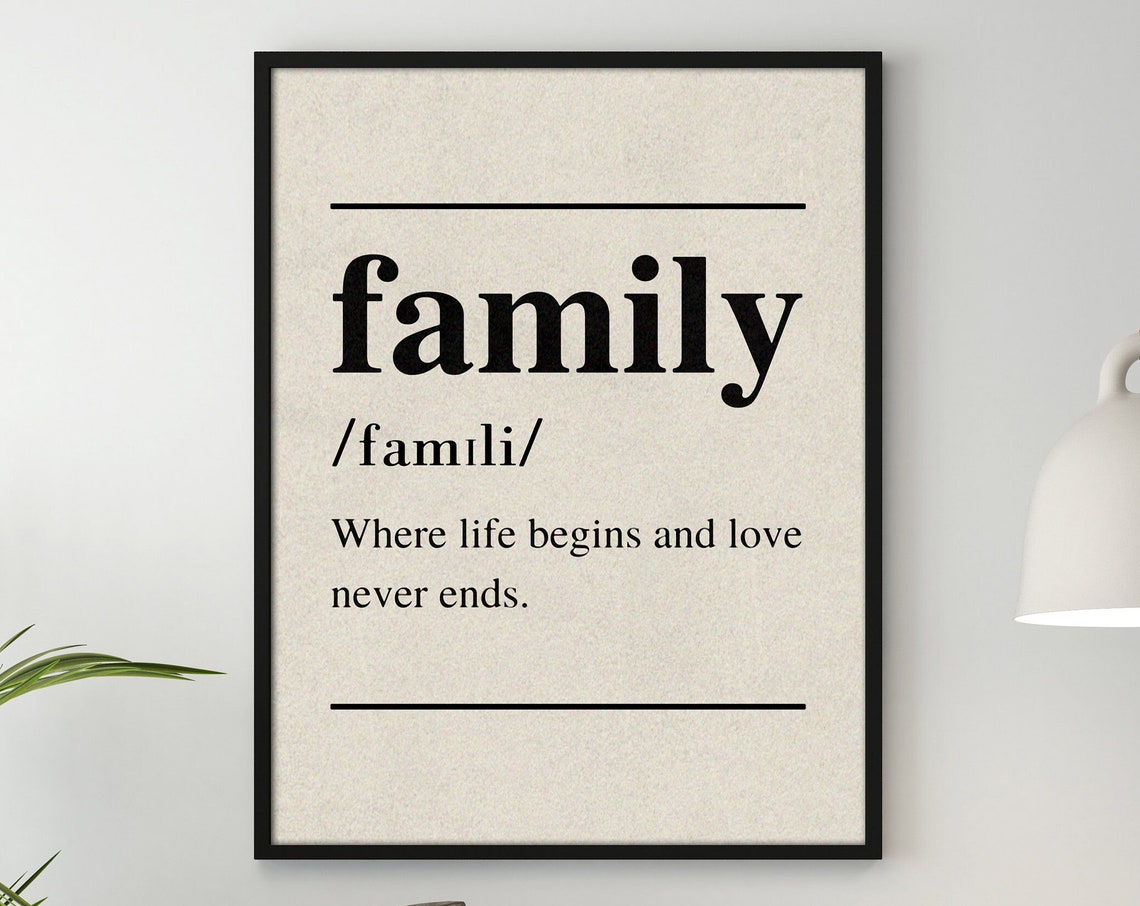 Family Where Life Begins And Love Never Ends Family Noun Quote Wall Art Family Quote Poster Home Wall Decor