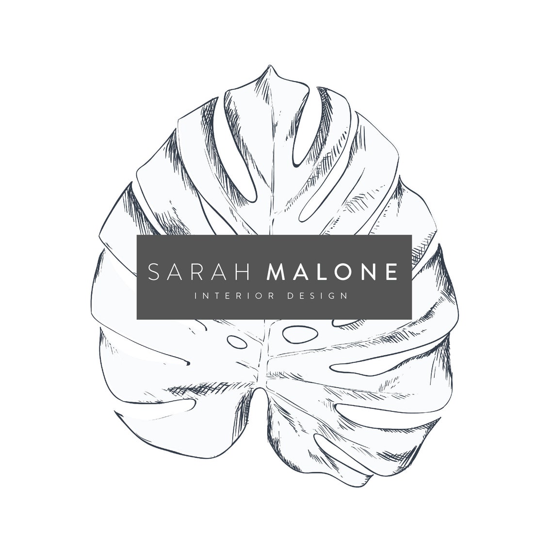 Sarah Malone Interior Design Monstera Leaf Botanical Logo Poster
