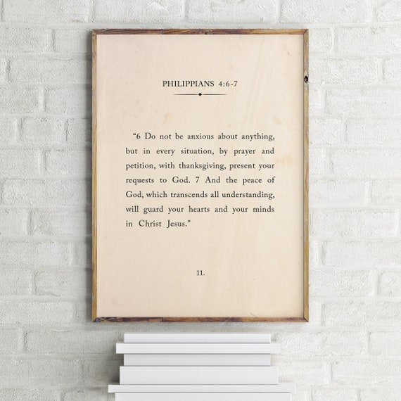 Philippians 4:6-7 Scripture Art Print, Christian Sign