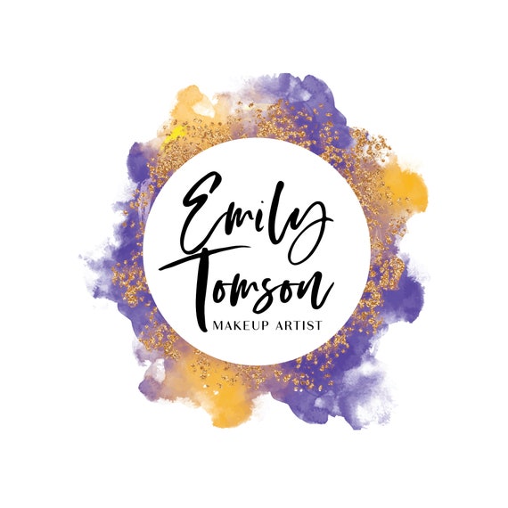 Premade Logo Gold Purple Yellow Watercolor Logo Hair Salon Logo Photography Logo Monogram Logo Makeup Artist Bohemian Logo Event Planner