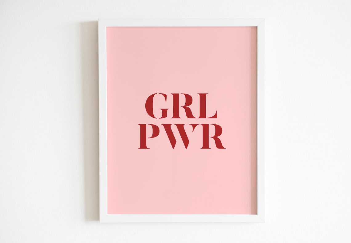 Grl Pwr Wall Art Girl Power Print Pink Red Print Trendy Wall Art Teenager Print Nursery Home Office Print Boho Wall Art Girl Room Print - Image 2