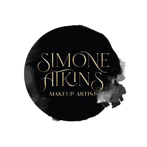 Premade Logo Gold Ink Splash Geometric Logo Hexagon Logo Hair Stylist Logo Photography Logo Beauty Salon Logo Makeup Artist Logo Boutique