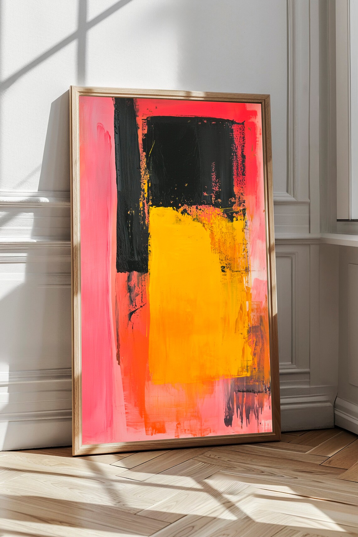 Rothko Style Abstract Pink Yellow Black Color Field Painting Print - Image 2