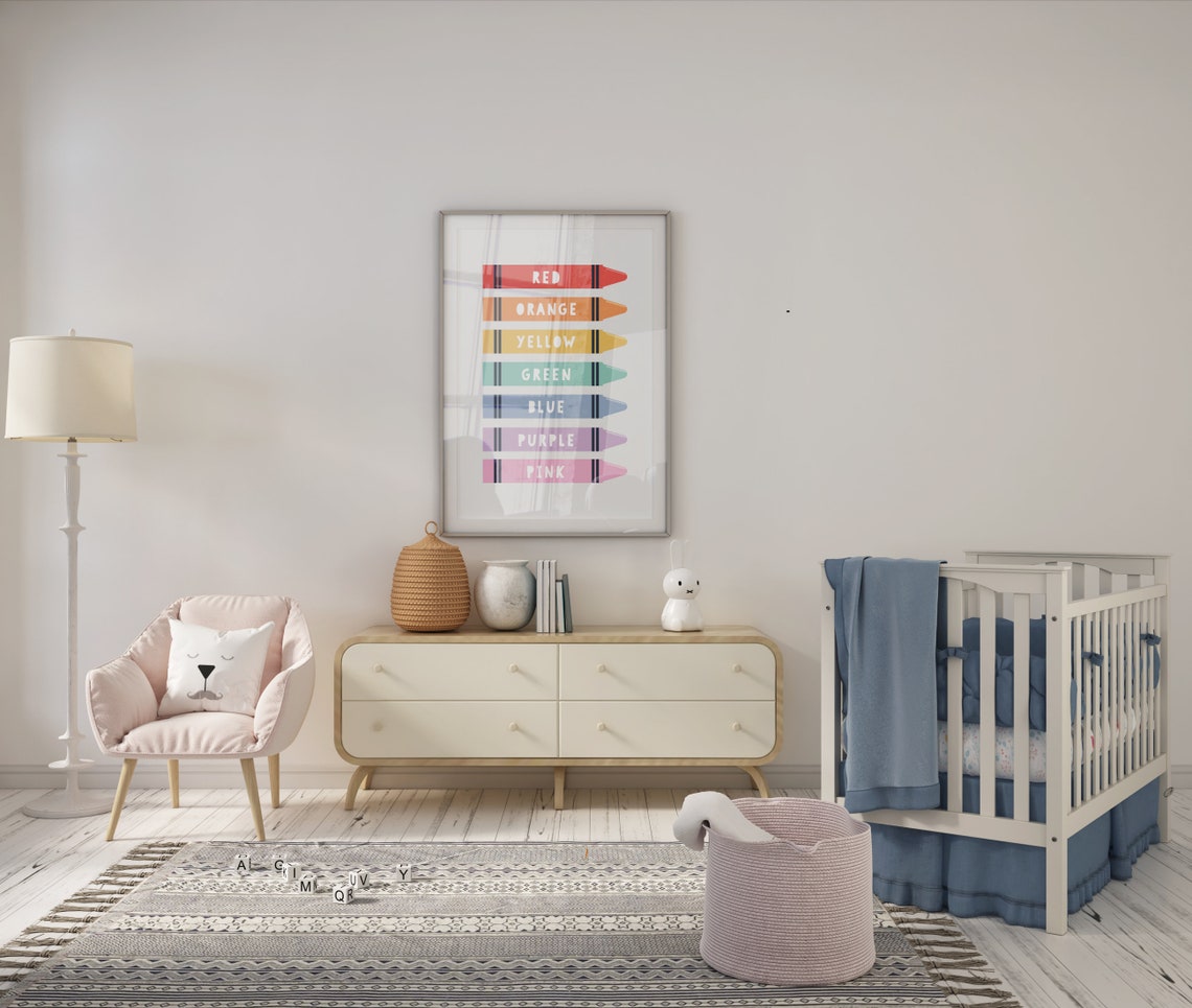 Crayon Colors Red Orange Yellow Green Blue Purple Pink Poster - Image 2