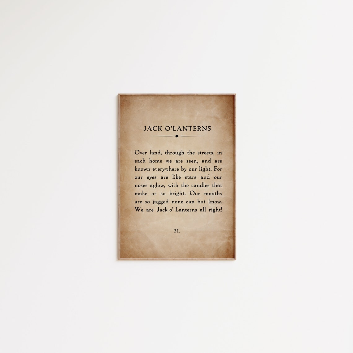 Jack O'Lanterns Vintage Book Page Poem Halloween Typography Wall Art - Image 2