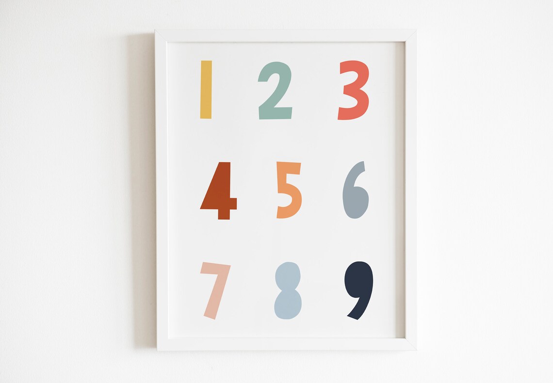 Numbers 1 to 9 Bold Colorful Playful Kids Grid Educational Poster - Image 2