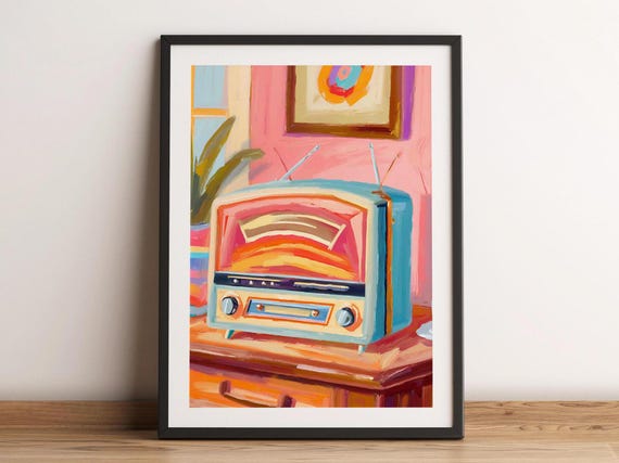 Vintage Music Radio Record Wall Print Records Player Art Vinyl Retro Decor Abstract Turntable 80s