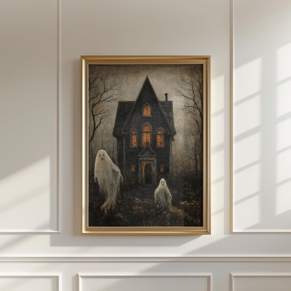 Spooky Ghosts In Forest Halloween Art Print