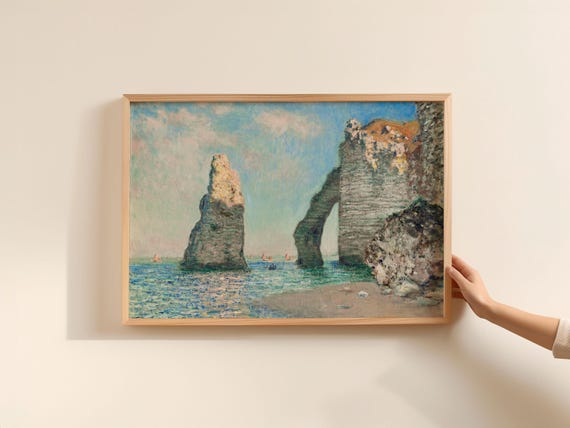 Monet Cliffs At Tretat Print Vintage Landscape Watercolor