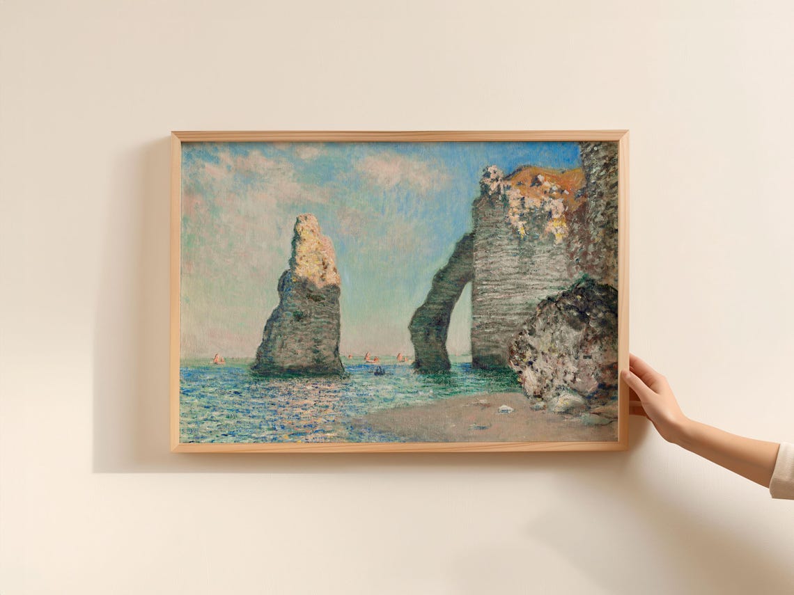 Claude Monet Cliffs At Etretat Normandy Coast Vintage Art Poster