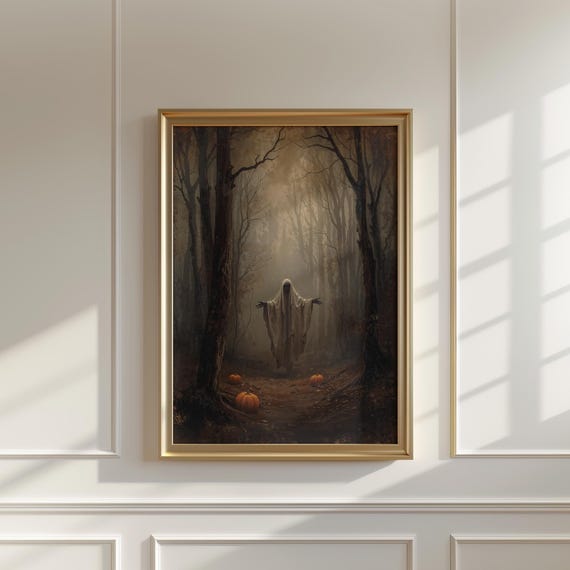 Haunted Woods Print Vintage Halloween Wall Art