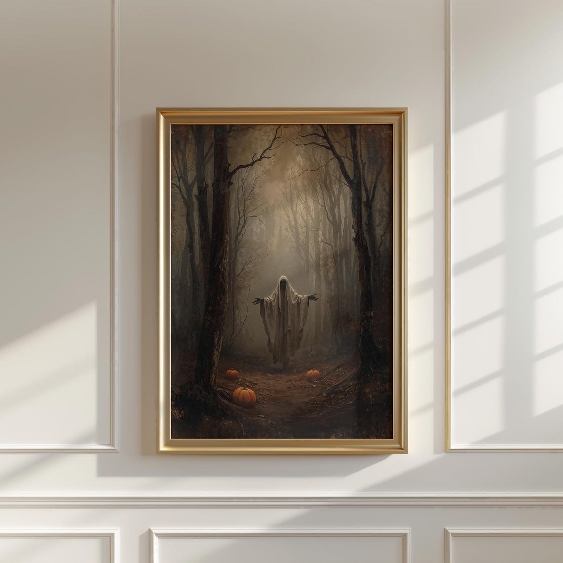 Haunted Woods Print Vintage Halloween Wall Art