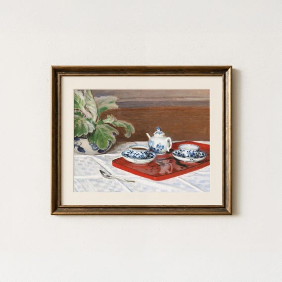 Claude Monet Still Life Tea Painting Vintage Art Print