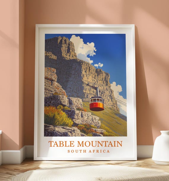 Table Mountain Print Cape Town South Africa Travel Home Decor Location Wall Art