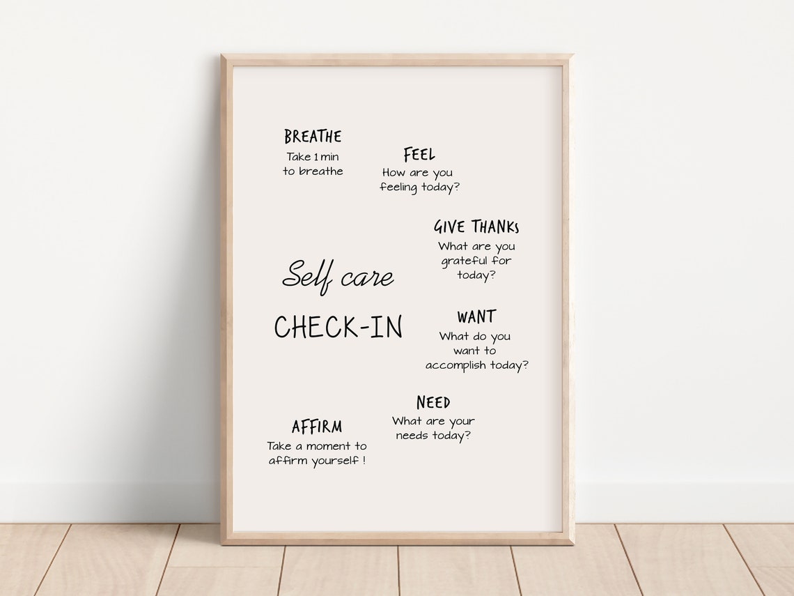 Self Care Check In Daily AM Mindfulness Routine Therapy Poster