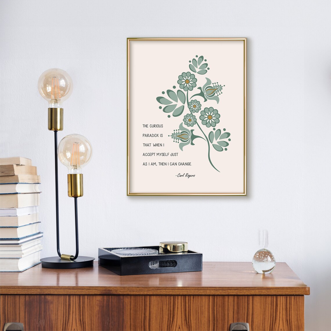 Carl Rogers Accept Myself Paradox Quote Botanical Psychology Poster