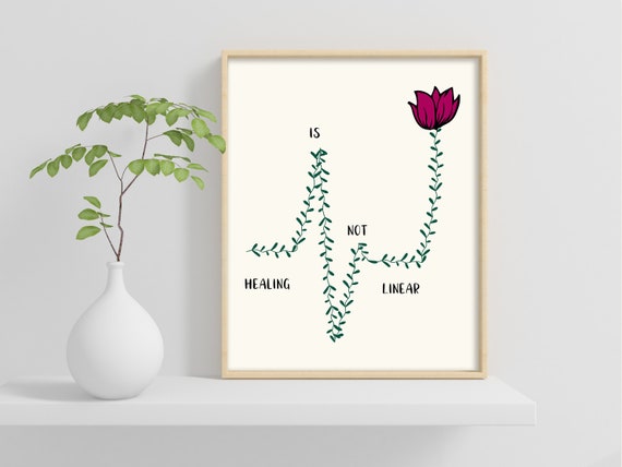 Healing Is Not Linear Wall Art Mental Health Print Self Help Reminder Its Ok To Ask For Help Inspirational Poster