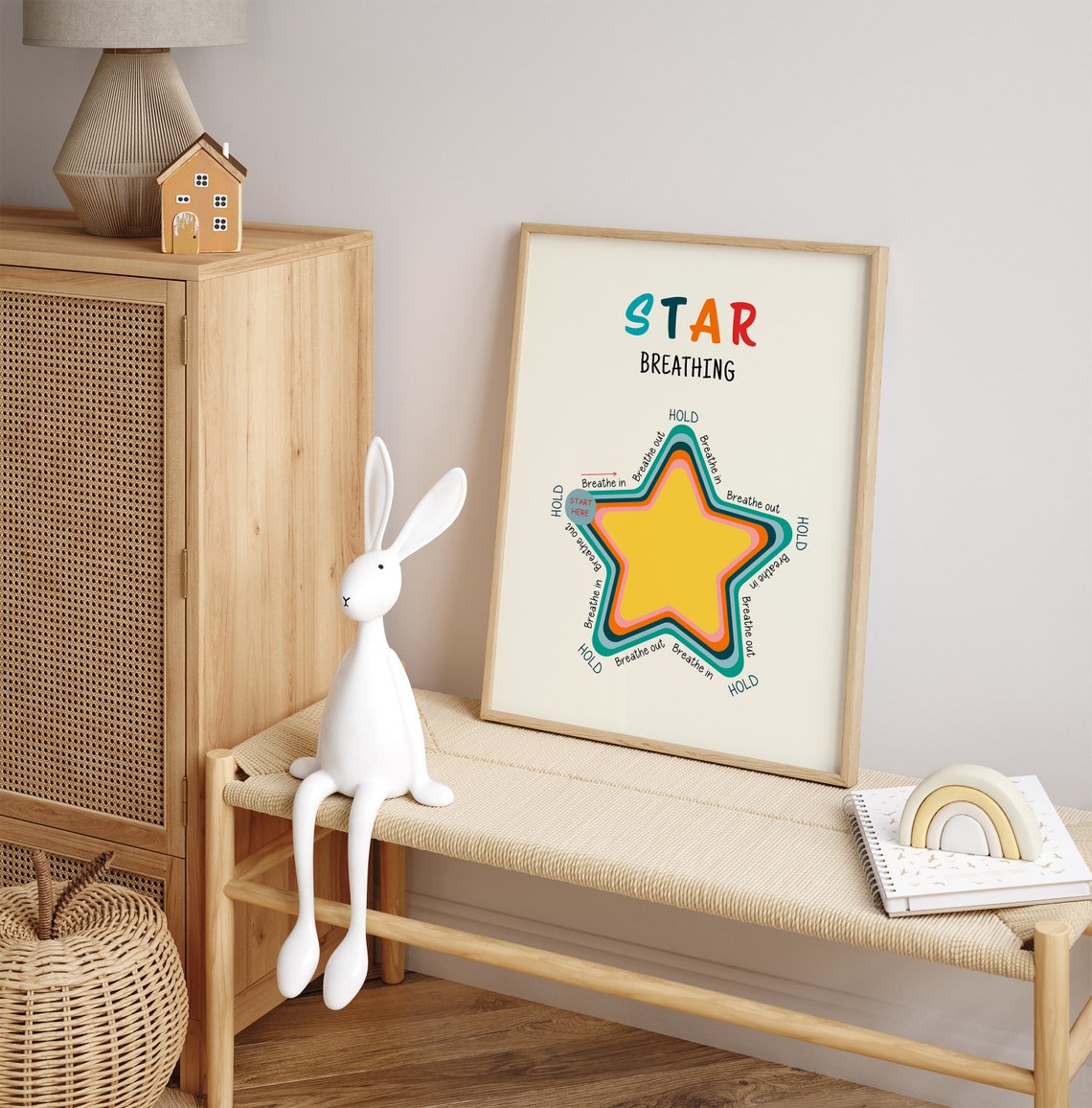 Star Breathing Exercise Kids Mindfulness Calm Down Corner Chart Poster - Image 2