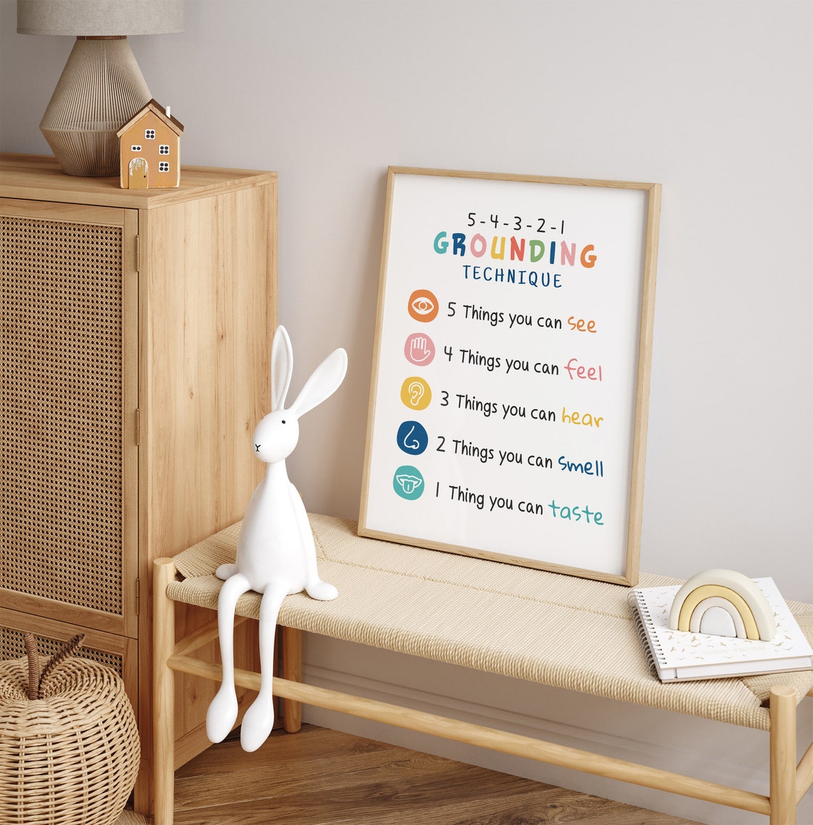 5 4 3 2 1 Grounding Technique Anxiety Calm Down Corner Therapy Poster - Image 3