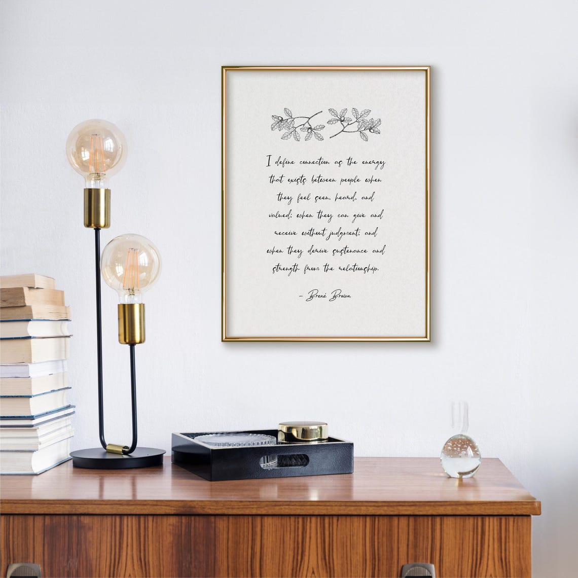 Brene Brown Connection Quote Botanical Branch Script Therapy Poster - Image 3