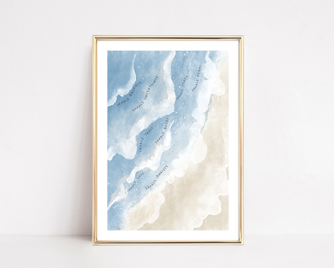 Inhale Exhale Watercolor Meditation Art Print