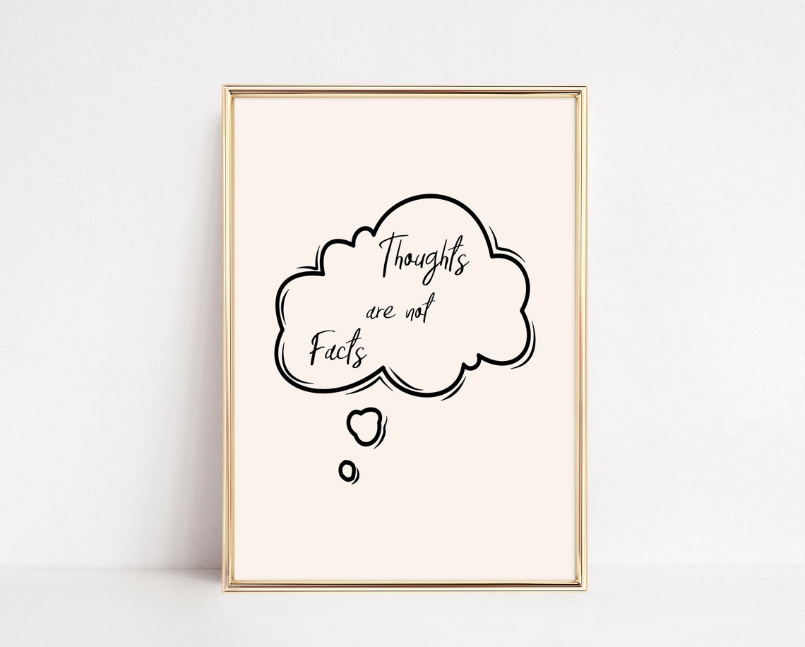 Thoughts Are Not Facts Hand Lettered Thought Bubble Wall Art