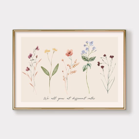 Mental Health Poster We All Grow At Different Rates Wall Art For Therapy Office Decor Psychology Art Print Inspirational Art