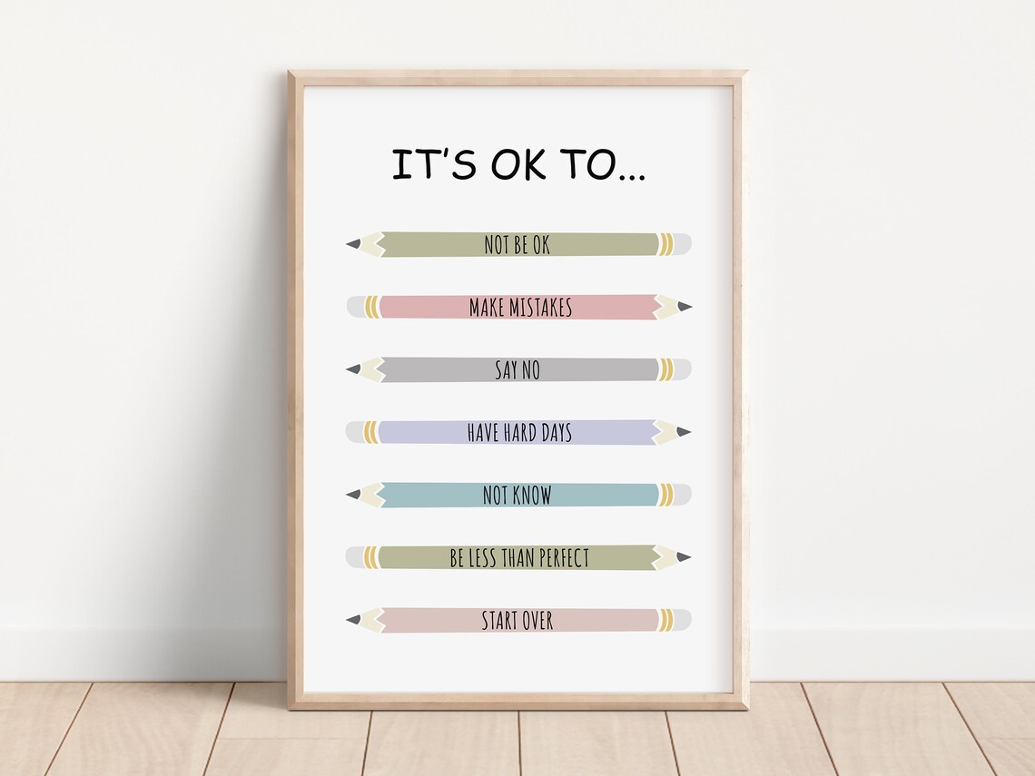 Its OK To Not Be OK Pastel Pencils Kids Therapy Office Poster - Image 3