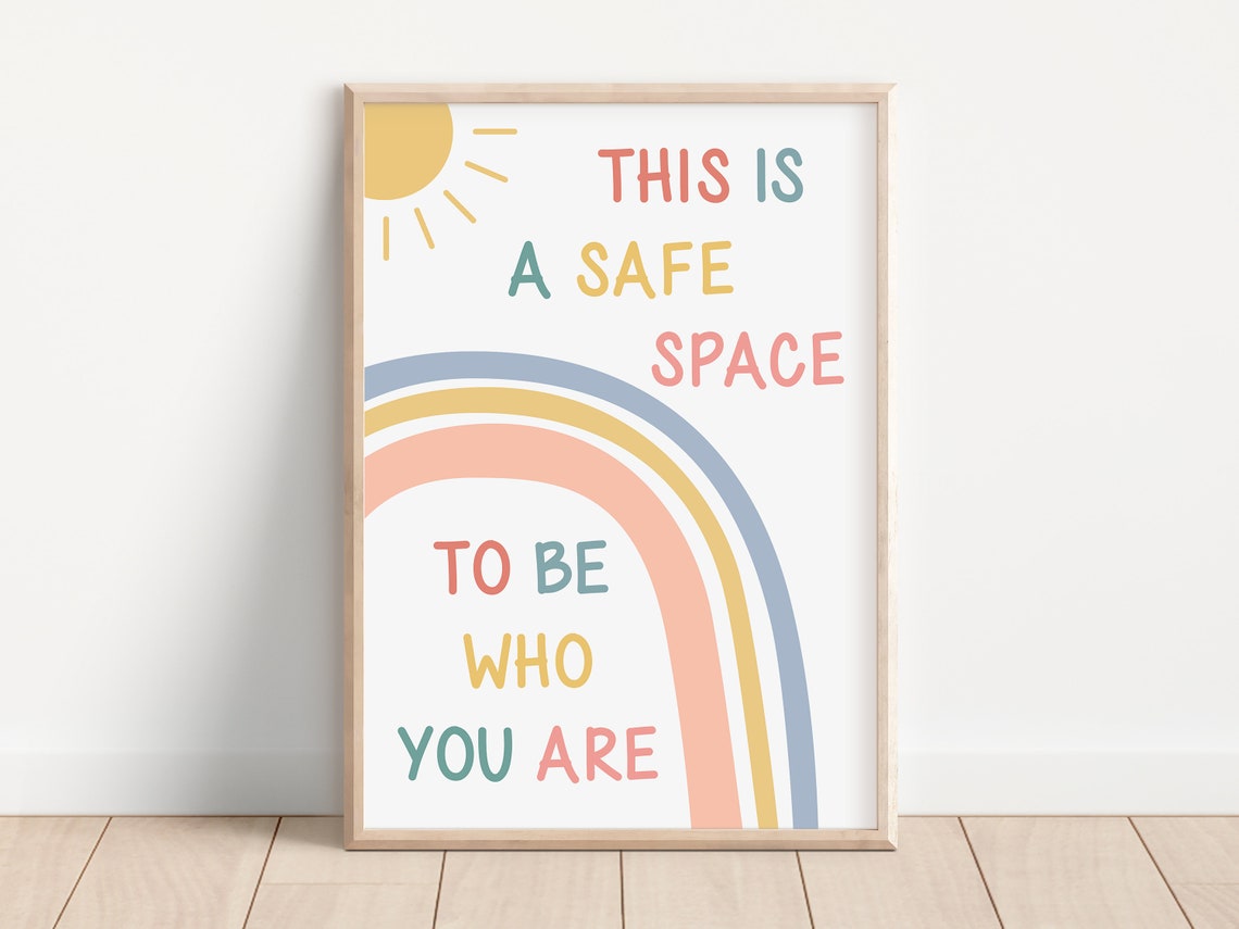 This Is A Safe Space Rainbow Diversity Inclusion Classroom Poster