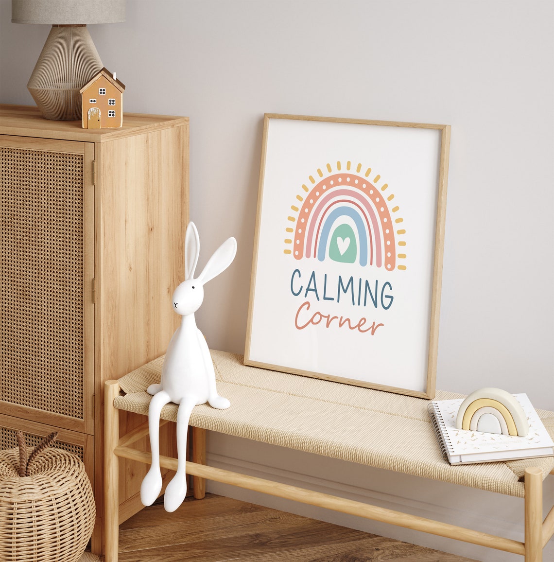 Calming Corner Boho Rainbow Pastel Kids Classroom Quote Poster - Image 3