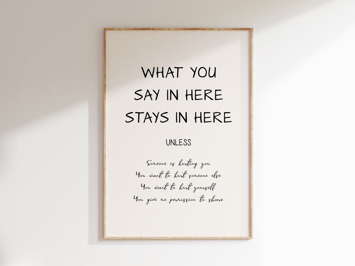 What You Say In Here Stays In Here Minimalist Counseling Office Poster