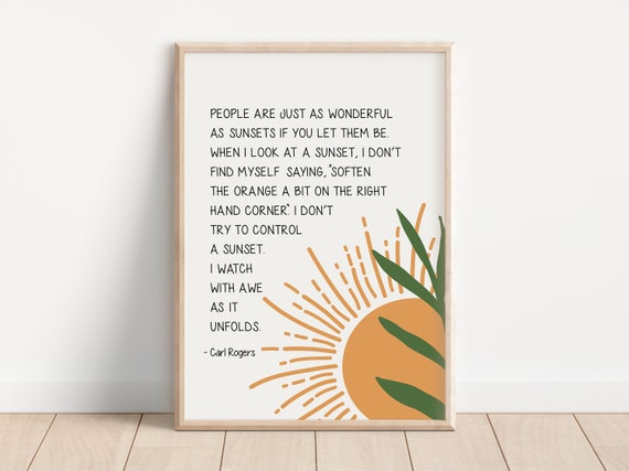 Carl Rogers Sunset Quote Psychology Wall Art Print Mental Health Poster Therapy Office And Home Decor Inspirational Quote
