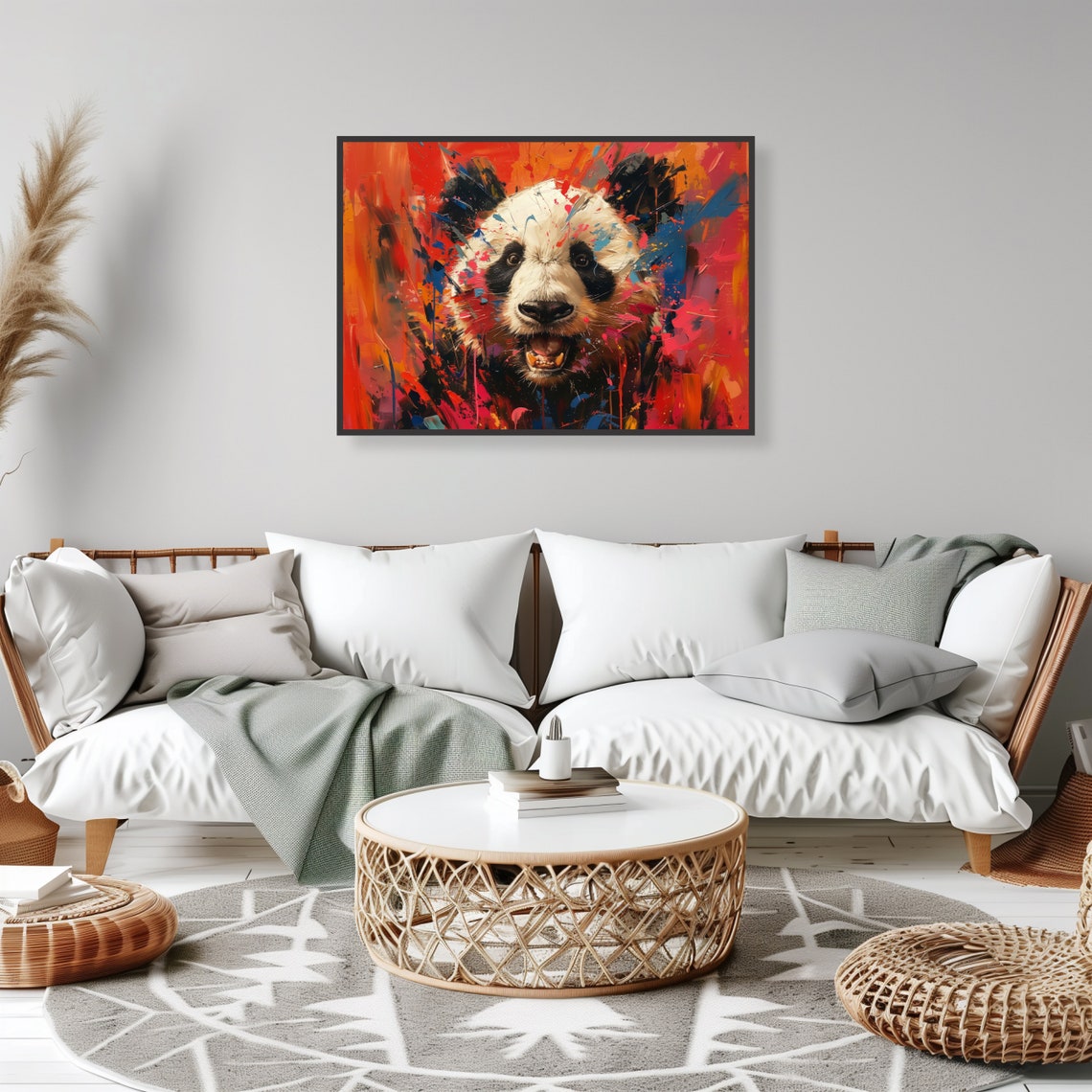 Giant Panda Face Colorful Paint Splatter Expressive Animal Art Poster - Image 2
