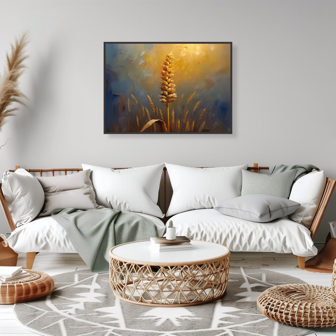 Golden Wheat Stalk Glowing Harvest Rustic Farmhouse Warm Art Poster - Image 2