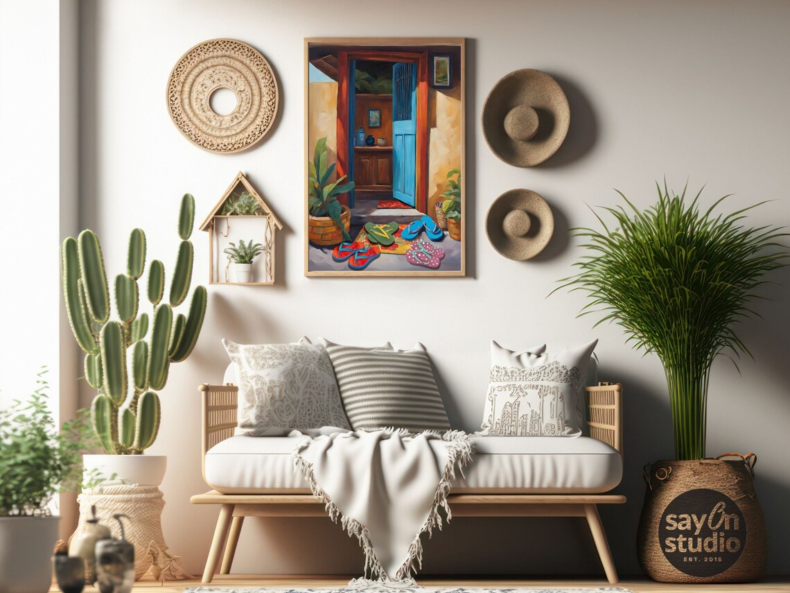 Filipino Shoes Off Doorway Painting Colorful Welcome Entryway Poster - Image 4