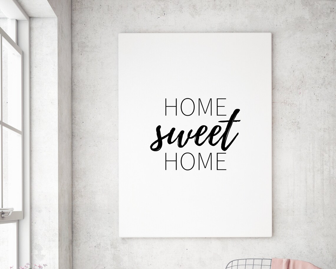 Home Sweet Home Mixed Typography Minimalist Black White Quote Wall Poster - Image 2