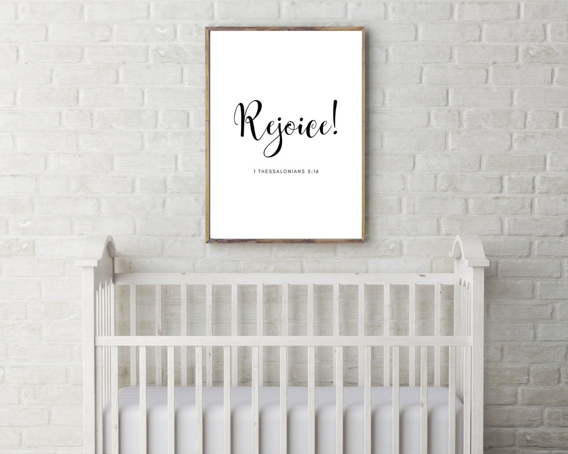 Rejoice 1 Thessalonians 5:16 Elegant Script Bible Verse Wall Art - Image 2