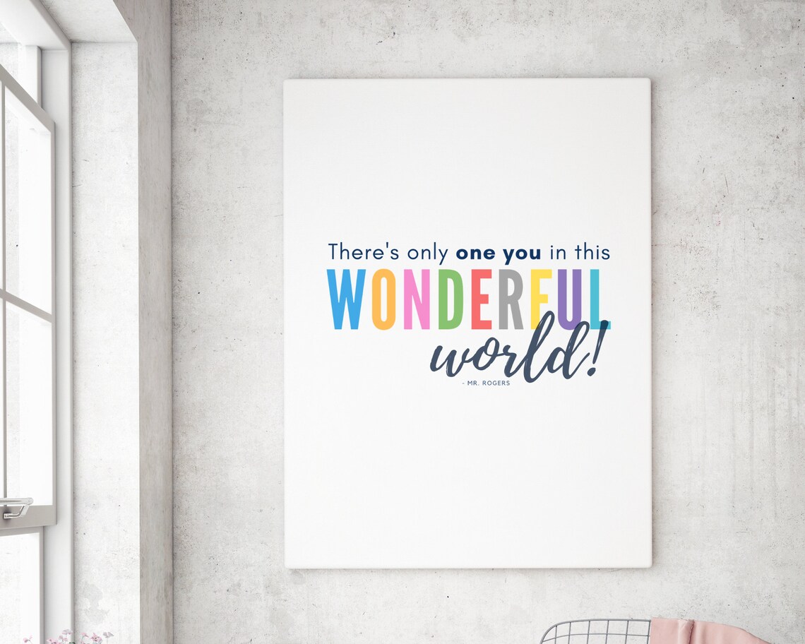 Mister Rogers Theres Only One You Wonderful World Quote Kids Poster - Image 3