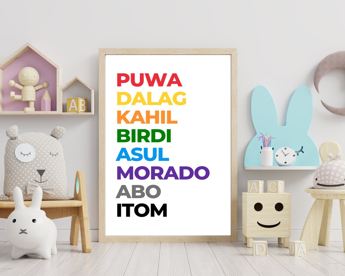 Bisaya Cebuano Color Words Print Rainbow Filipino Language Poster - Image 3