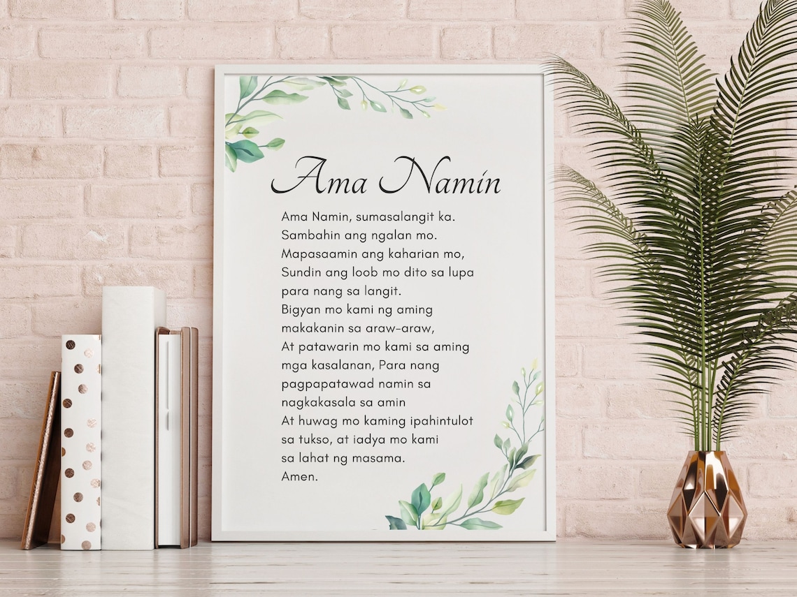 Ama Namin Prayer in Tagalog, Botanical Art Print - Image 3
