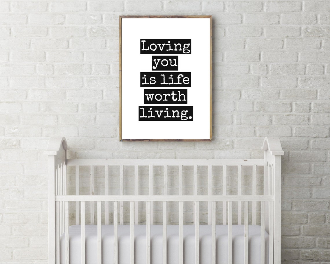 Loving You Is Life Worth Living Black White Romantic Typography Poster - Image 2