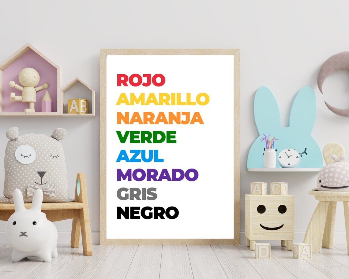 Spanish Colors Kids Nursery Classroom Art Print - Image 2
