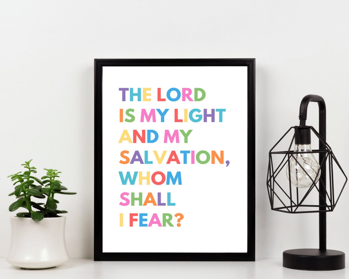 The Lord Is My Light Rainbow Typography Psalm Bible Verse Wall Art - Image 2