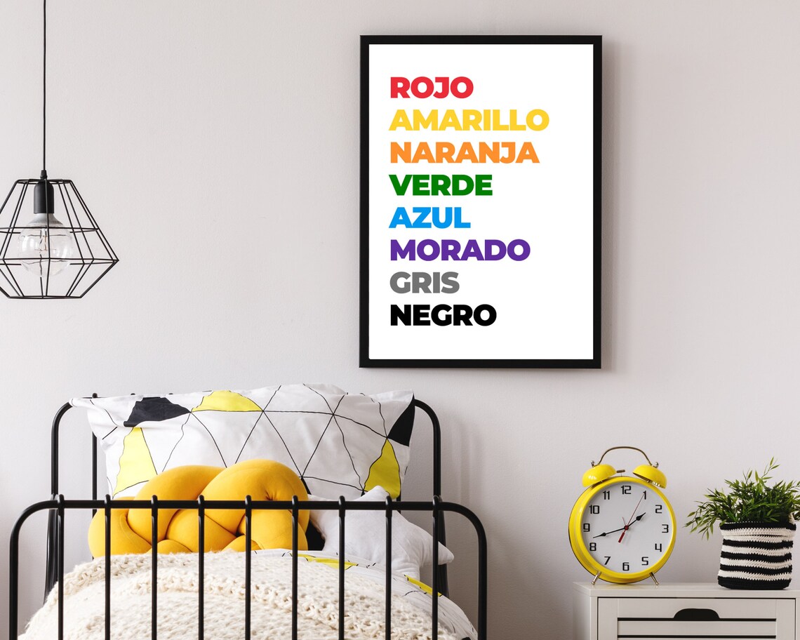Spanish Colors Kids Nursery Classroom Art Print - Image 3