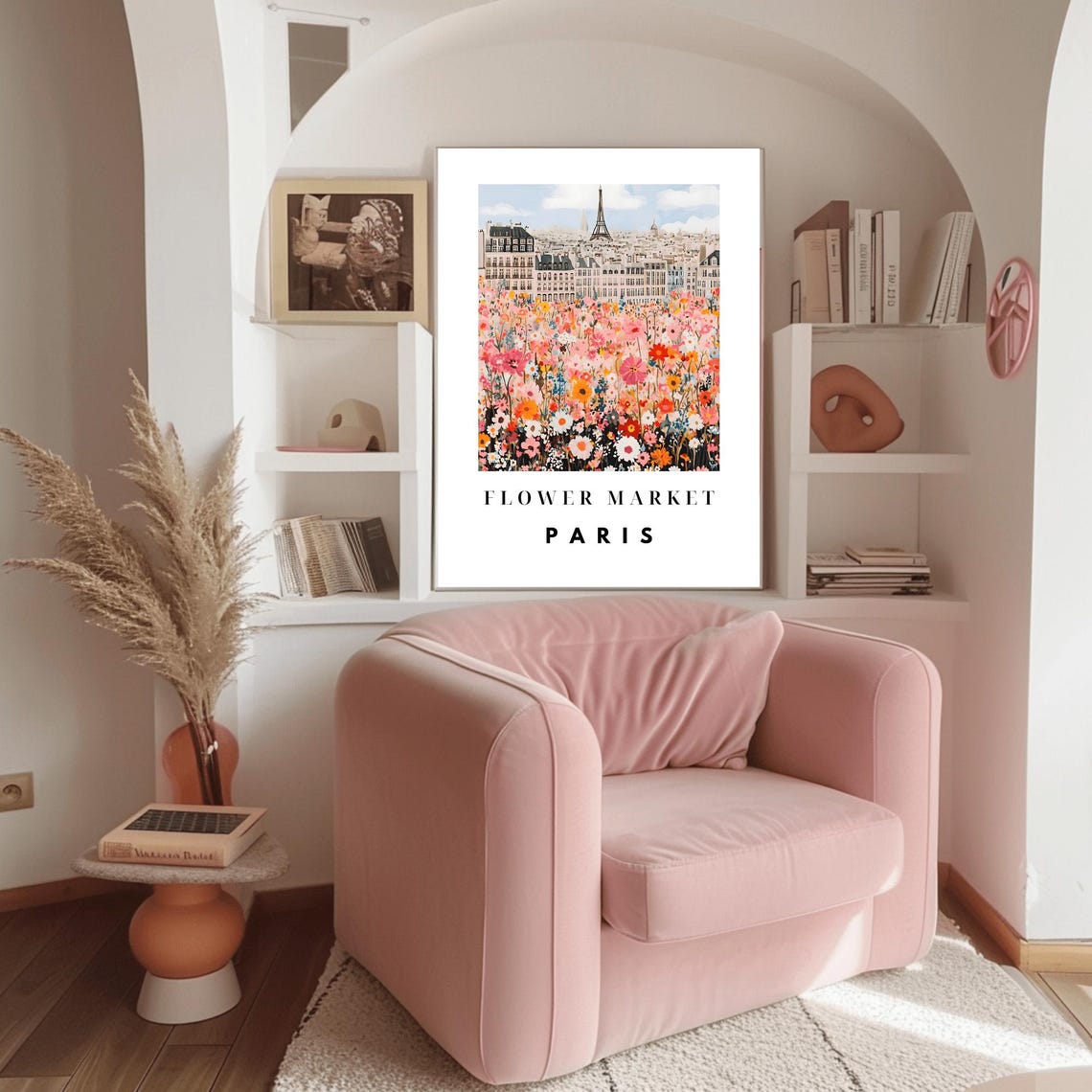 Paris Eiffel Tower Wildflower Field Flower Market Travel Art Poster - Image 3