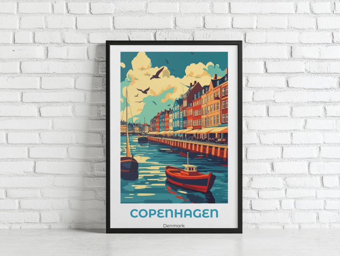 Copenhagen Travel Poster Minimalist Design Classic Print Denmark European Wall Art