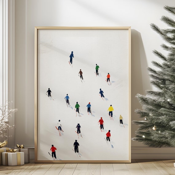 Minimalist Winter Skiers Wall Art Mountain Decor Instant Art Prints For Skiing Winter Sports Lovers 1562