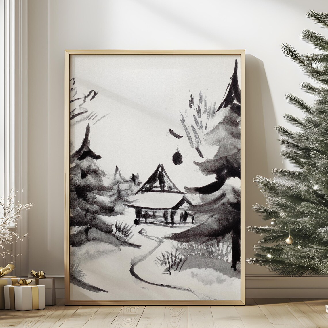 Black And White Winter Landscape, Minimalist Aesthetic