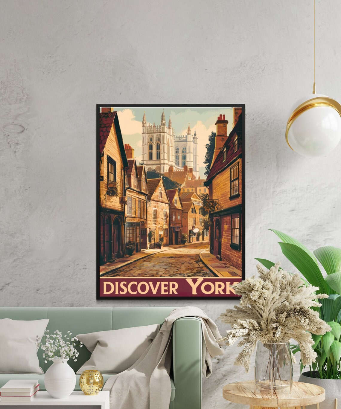 York England Vintage Travel Poster with York Minster and The Shambles - Image 2