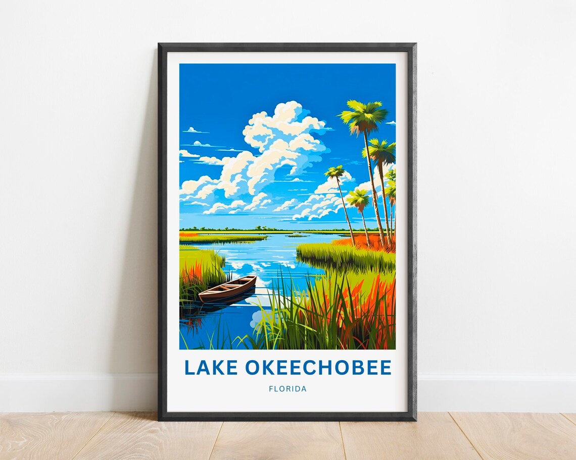 Lake Okeechobee Travel Poster, Florida Wall Art